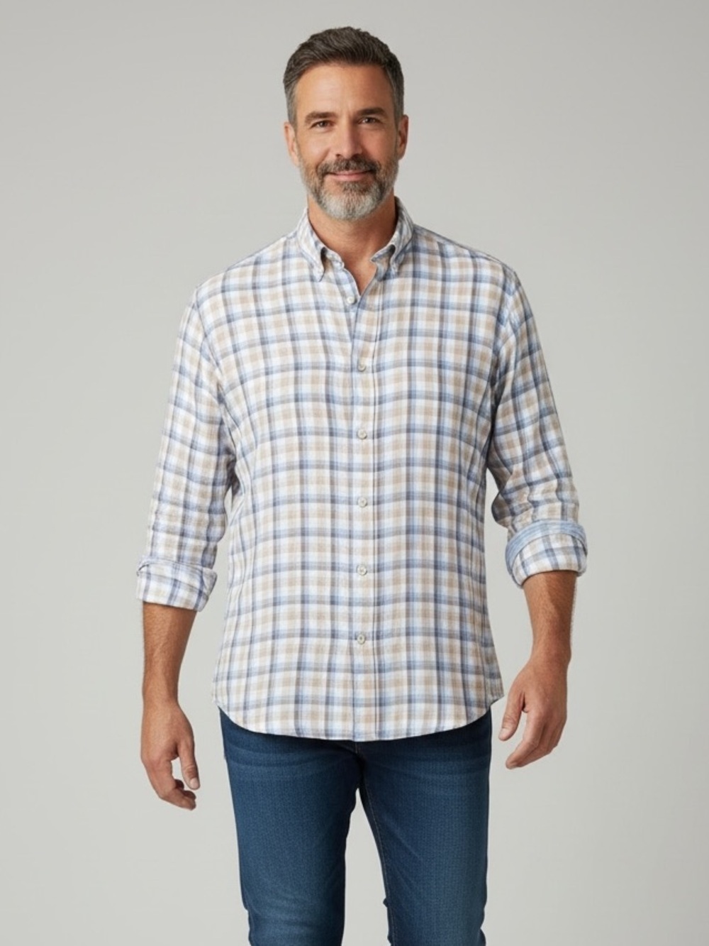 Joseph Abboud Classic Fit Linen Plaid Shirt Size 2X